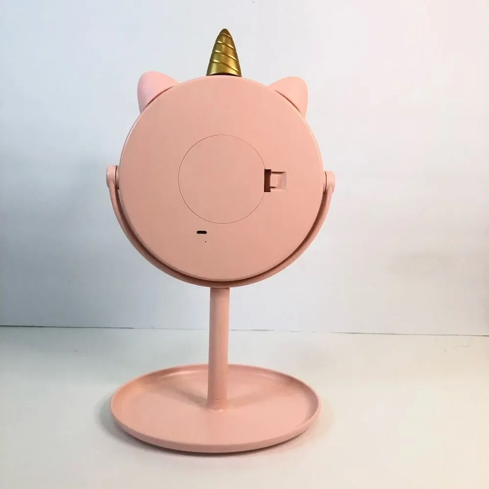 lighted‎ unicorn mirror usb port and tilt mirror light pink vanity tray mirror